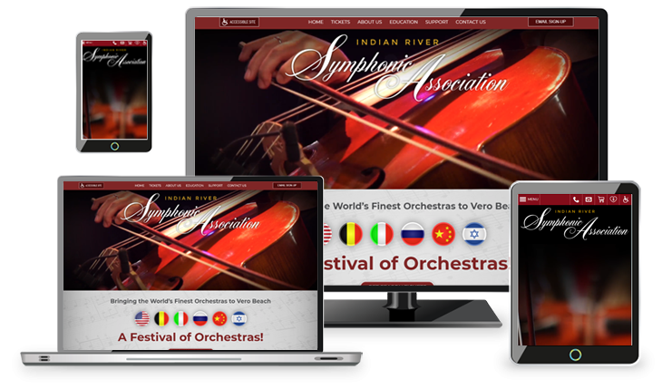 An image showing the responsive design on four different devices